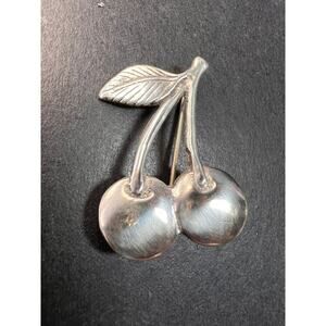 Vintage 80’s sterling silver cherries brooch pin